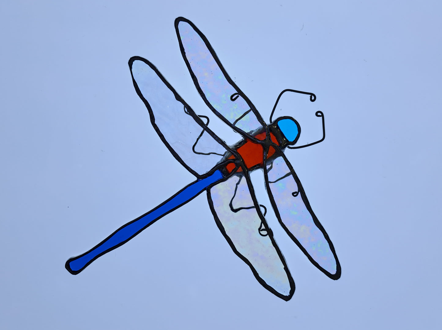 Dragonfly Stained Glass Suncatcher, Tiffany Technique, Home/Garden, Hanging, Iridescent Glass, Hand Made