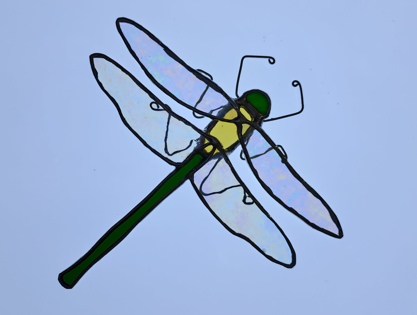 Dragonfly Stained Glass Suncatcher, Tiffany Technique, Home/Garden, Hanging, Iridescent Glass, Hand Made