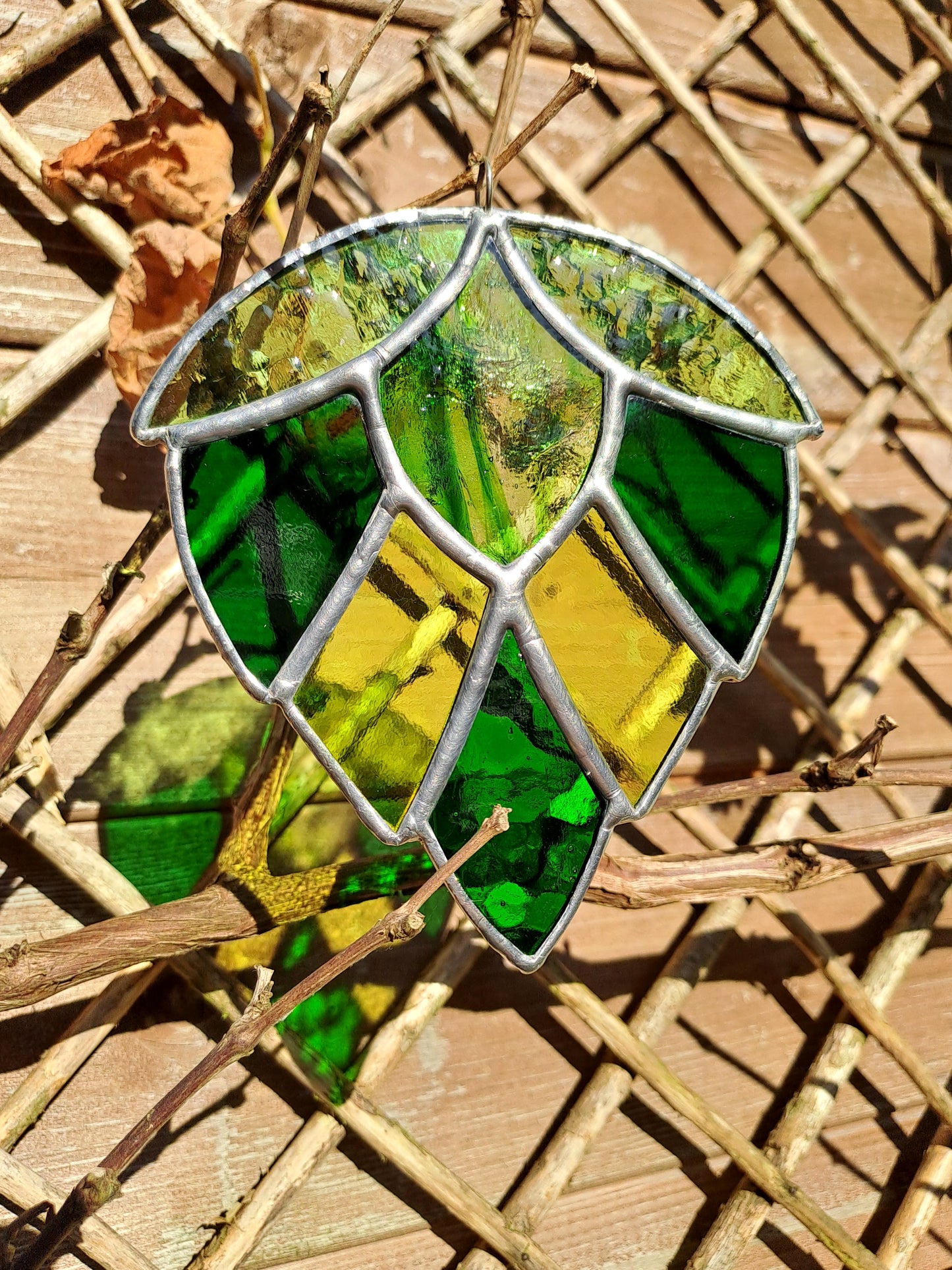Stained Glass Summer Hop Flower Sun Catcher