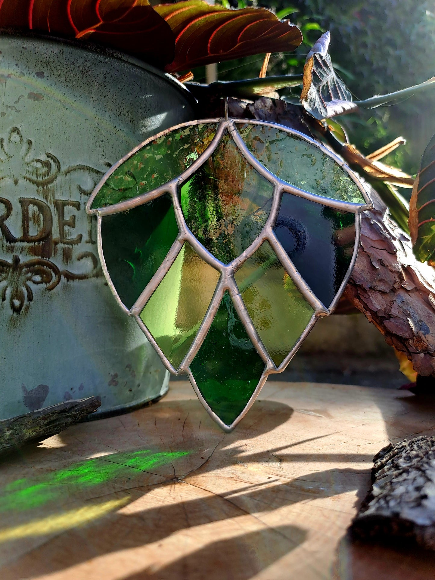 Stained Glass Summer Hop Flower Sun Catcher