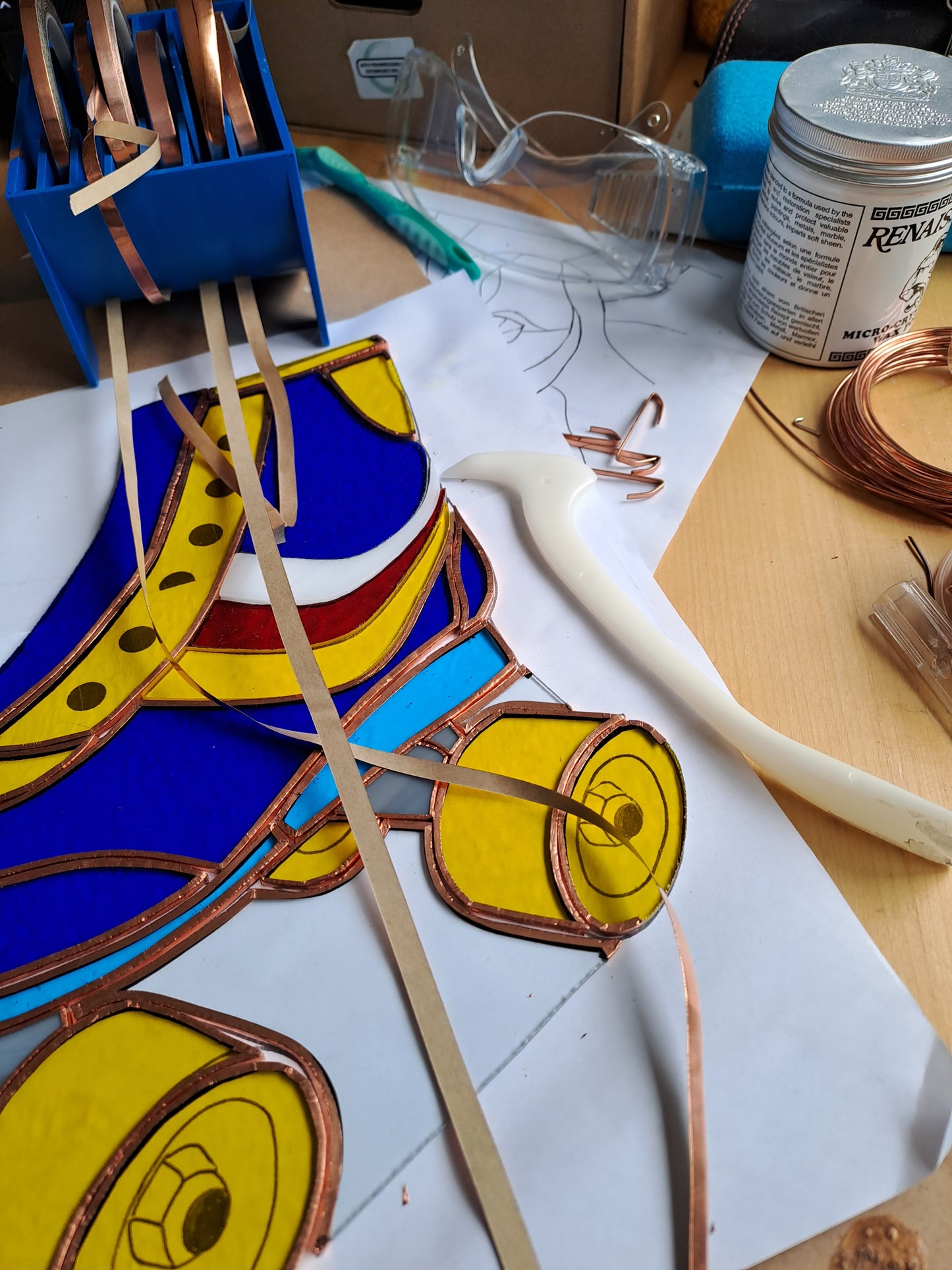 Handcrafted Real Stained Glass Quad Roller Boots Suncatcher - 1990s
